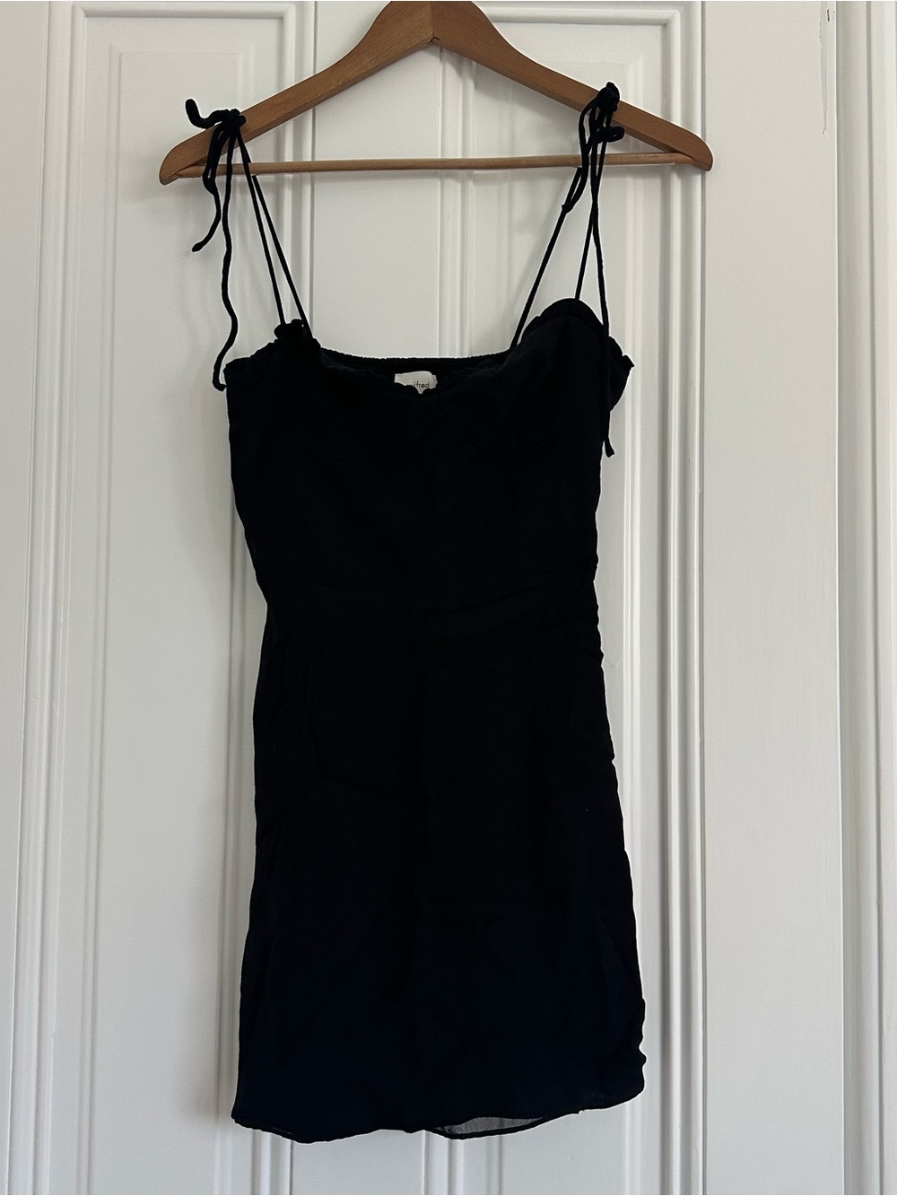 Aritzia Wilfred Black Tie-Shoulder Mini Dress